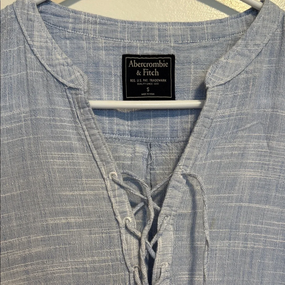 Abercrombie & Fitch Sky Blue Lace-Up Blouse - Picture 1 of 5